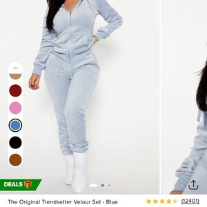 Fashion Nova Trendsetters light Blue Velour set